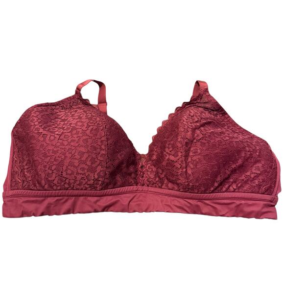 Auden Deep Wine Lightly Lined Lace Animal Print Bralette Size 4X - Picture 1 of 9